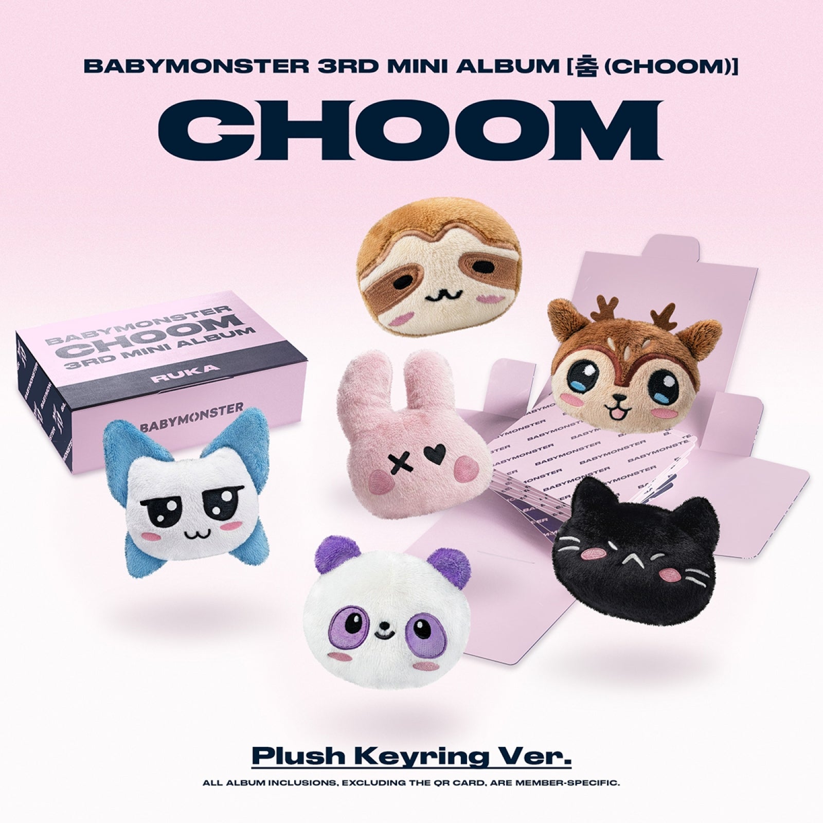 [Pre-order] BABYMONSTER - CHOOM / 3RD MINI ALBUM (Plush Keyring Ver.) *Member Select