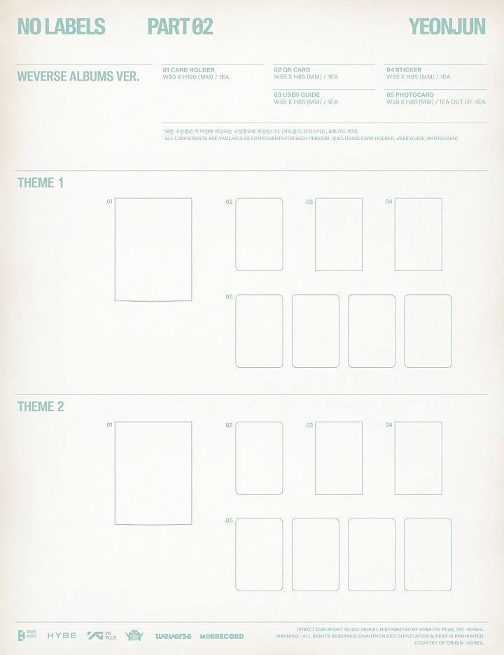 [POB] YEONJUN - NO LABELS: PART 02 / 2nd Mini Album (Weverse Albums ver.)
