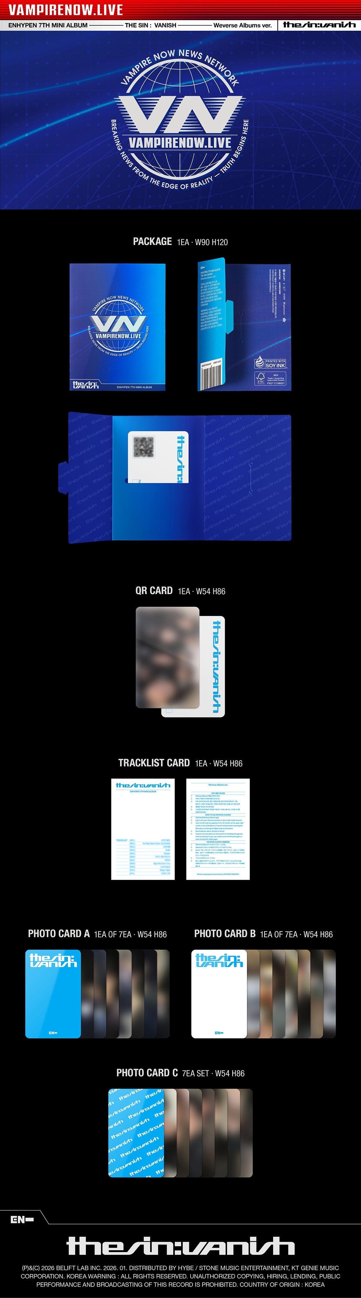 ENHYPEN - THE SIN : VANISH / 7th Mini Album (Weverse Albums ver.)