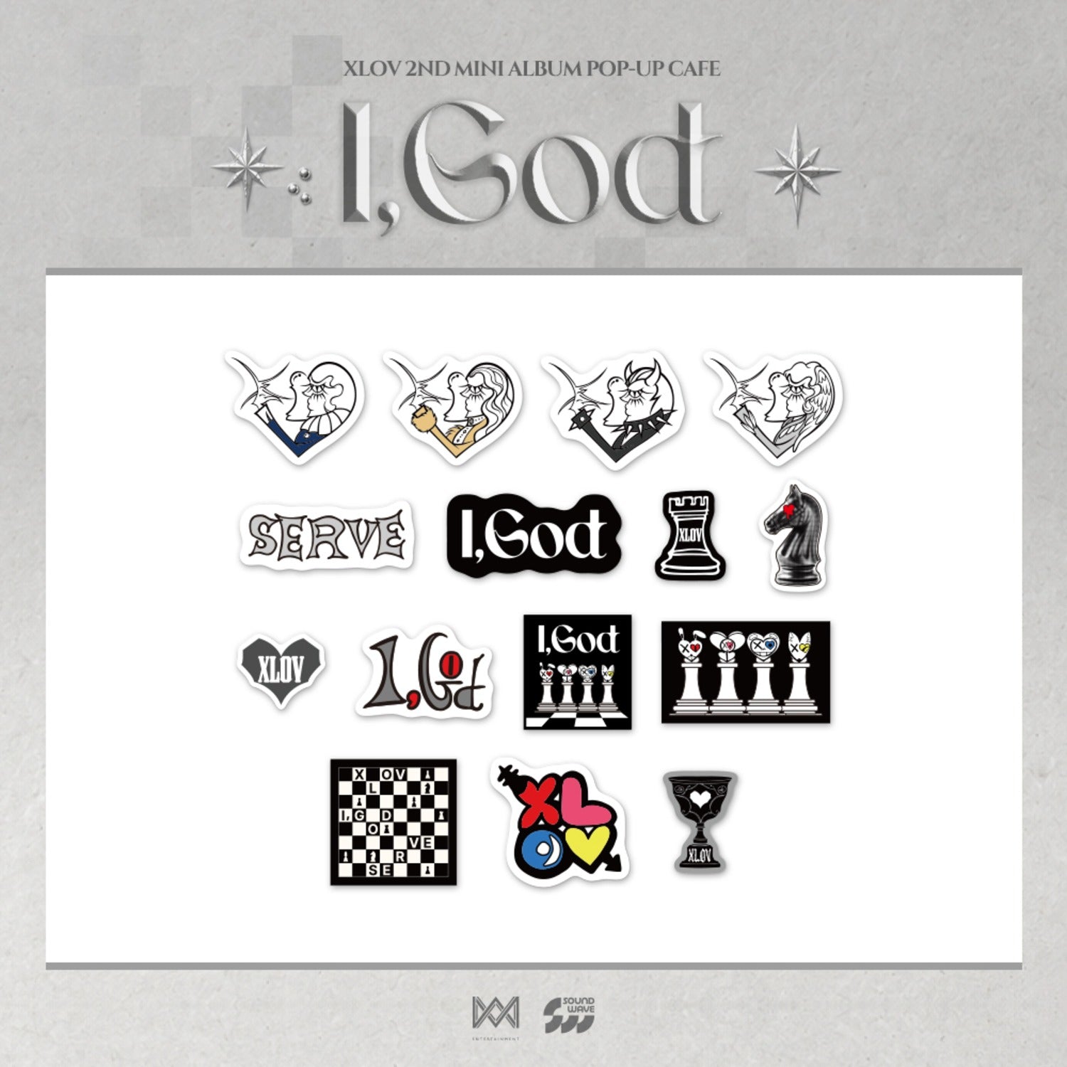 [Pre-order] XLOV - STICKER PACK / 2ND MINI ALBUM [I,GOD] POP-UP MD