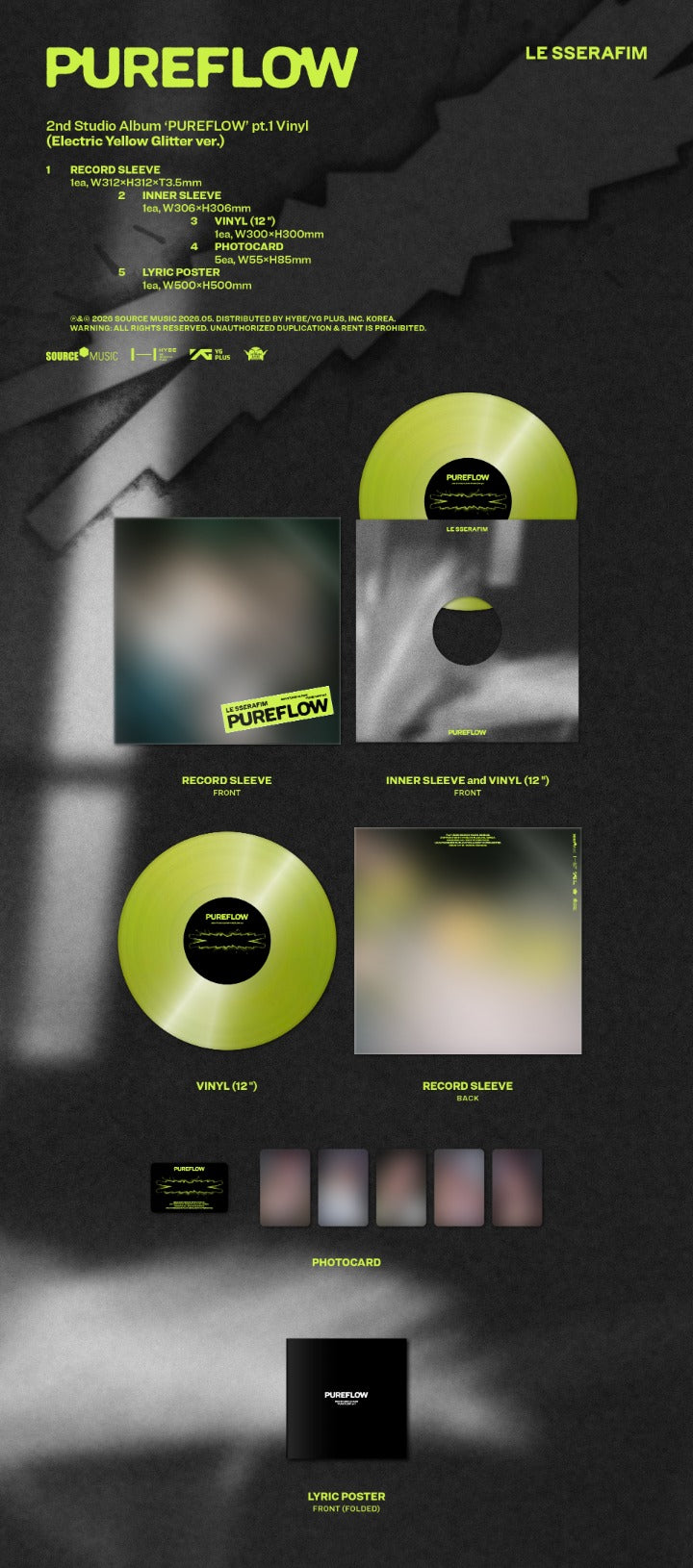 [Pre-order] LE SSERAFIM - 2nd Studio Album ‘PUREFLOW’ pt.1 Vinyl