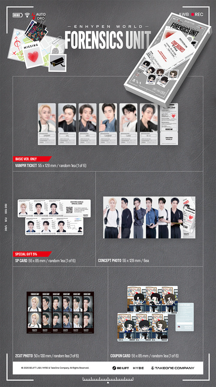 [Pre-order] ENHYPEN - ENHYPEN WORLD COUPON CARD COLLECTION (FORENSICS UNIT BASIC ver.)
