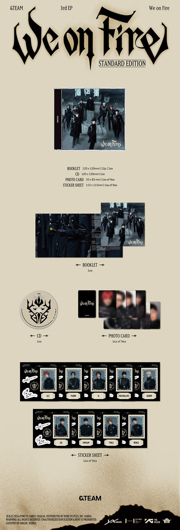 [POB] [LUCKY DRAW] &TEAM - 3rd EP 『We on Fire』 (STANDARD EDITION ver.)