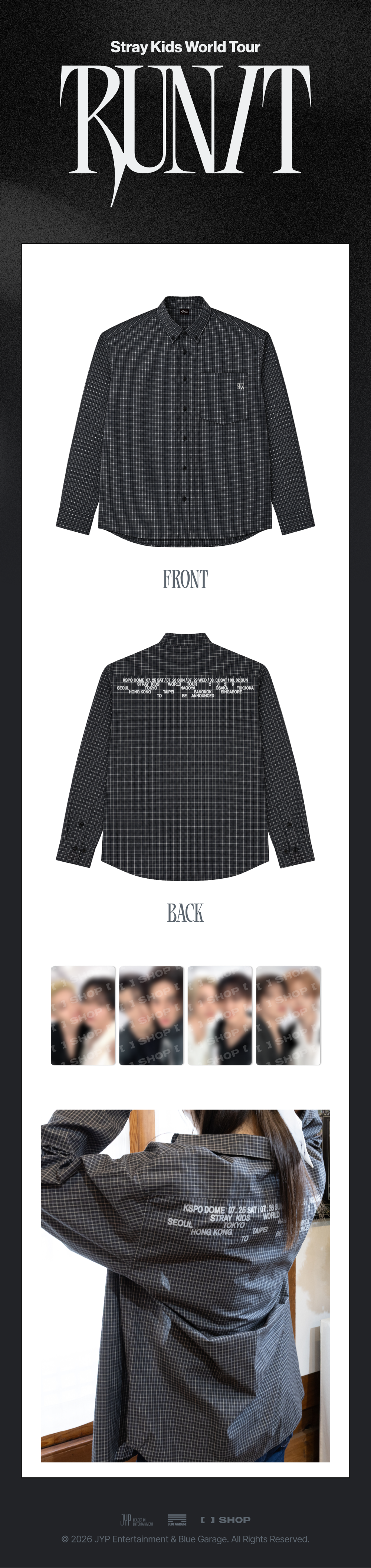 [Pre-order] Stray Kids - CHECK SHIRT / Stray Kids World Tour RUN IT