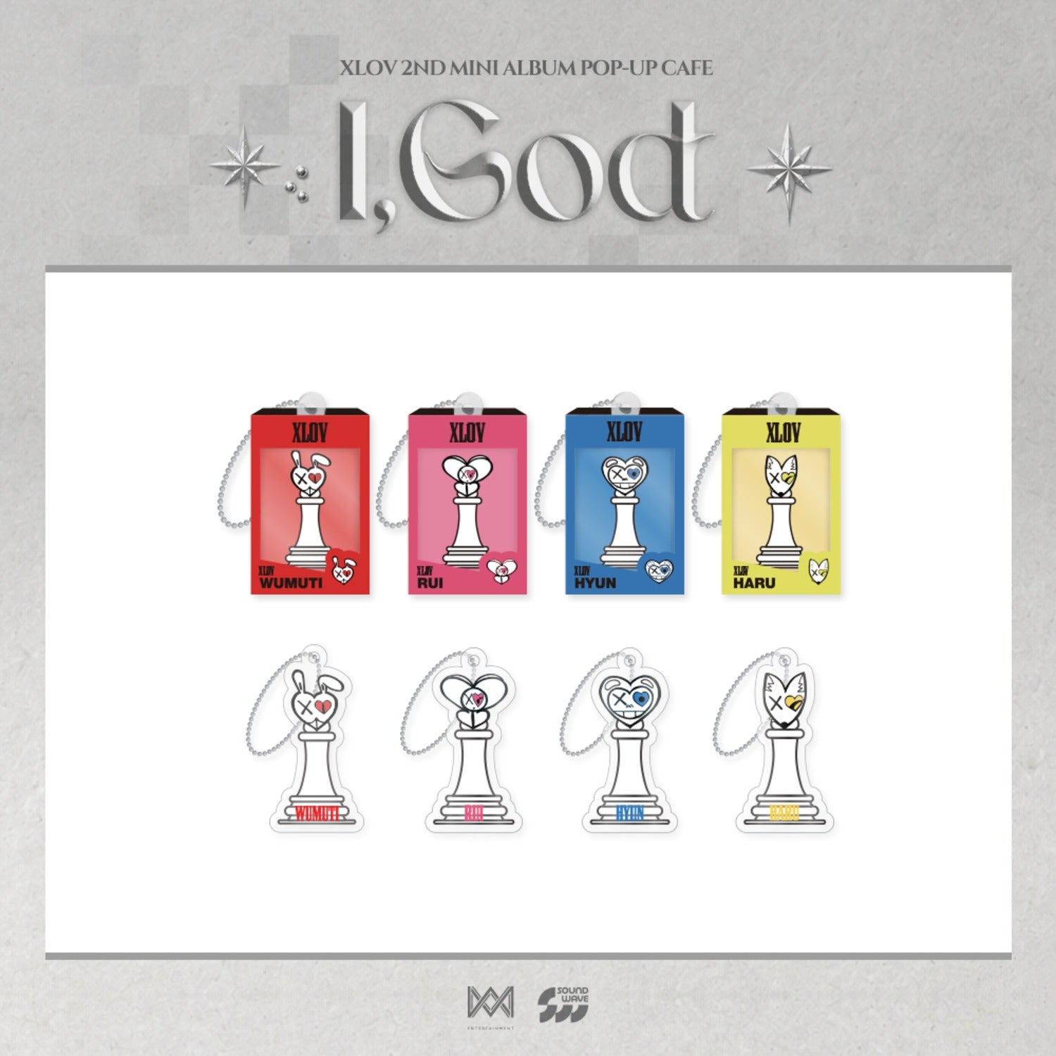 [Pre-order] XLOV - ACRYLIC KEYRING (RANDOM GACHA)) / 2ND MINI ALBUM [I,GOD] POP-UP MD
