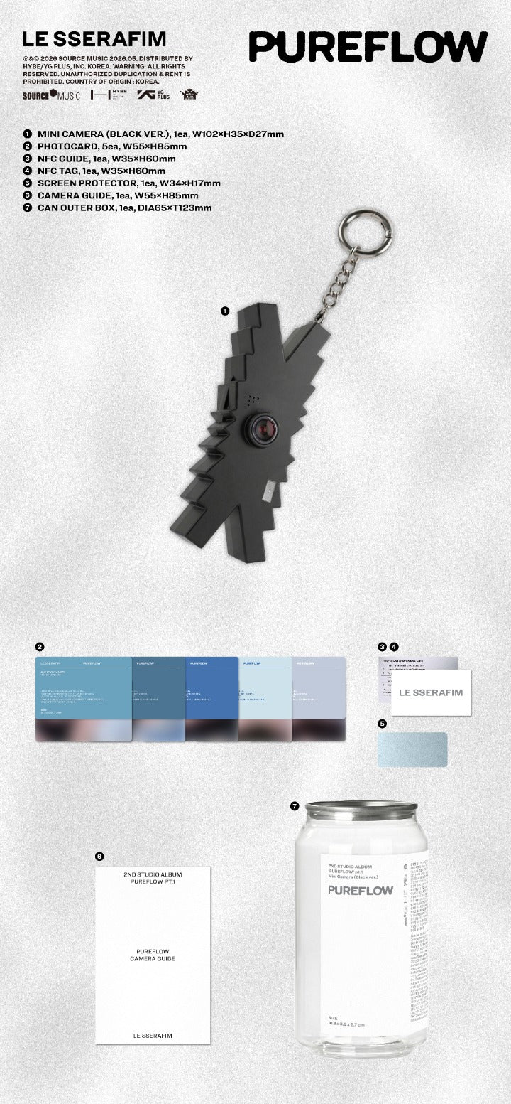 [Pre-order] LE SSERAFIM - PUREFLOW / 2nd Studio Album pt.1 Mini Camera (Black ver.)